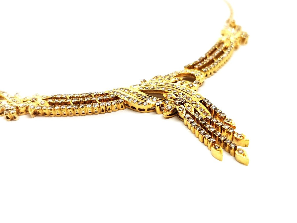 Collier fleurs en or jaune et diamants - Castafiore