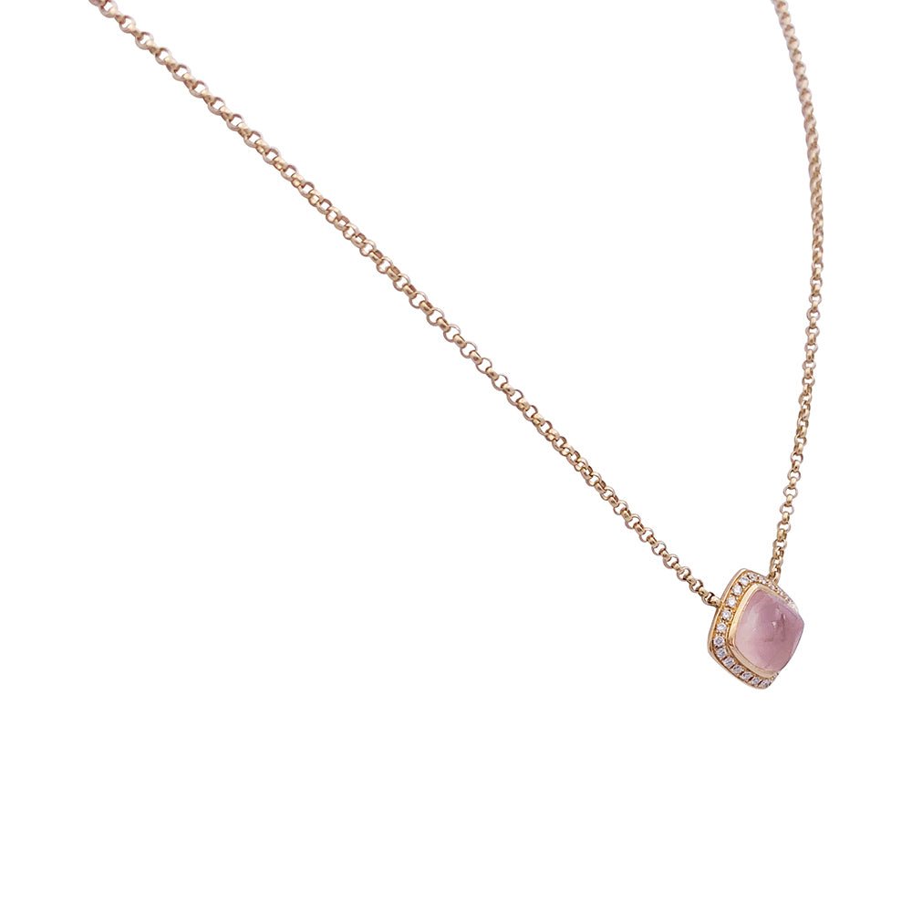 Collier FRED "Pain de sucre" en or rose, quartz rose et diamants - Castafiore