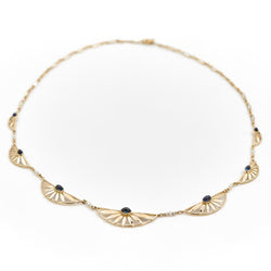 Collier géométrique en or jaune et saphirs - Castafiore