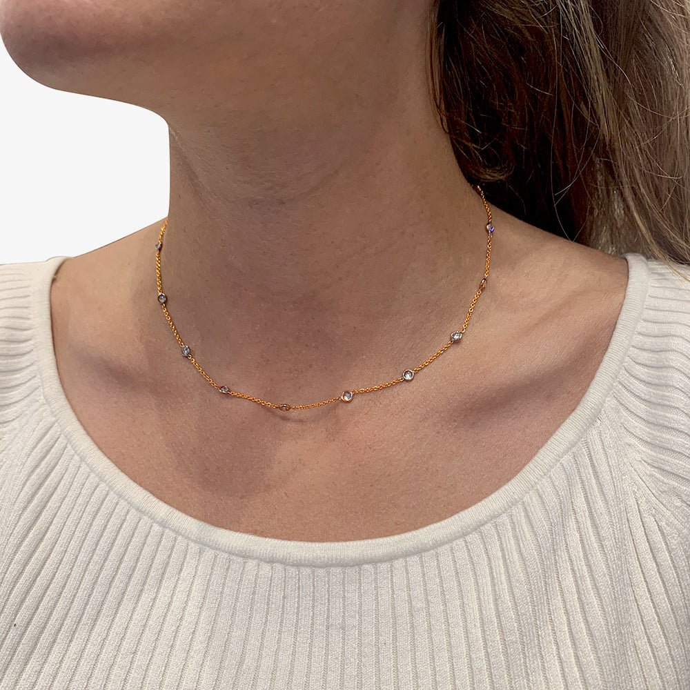 Collier gouttière en deux tons d'or serti de diamants - Castafiore