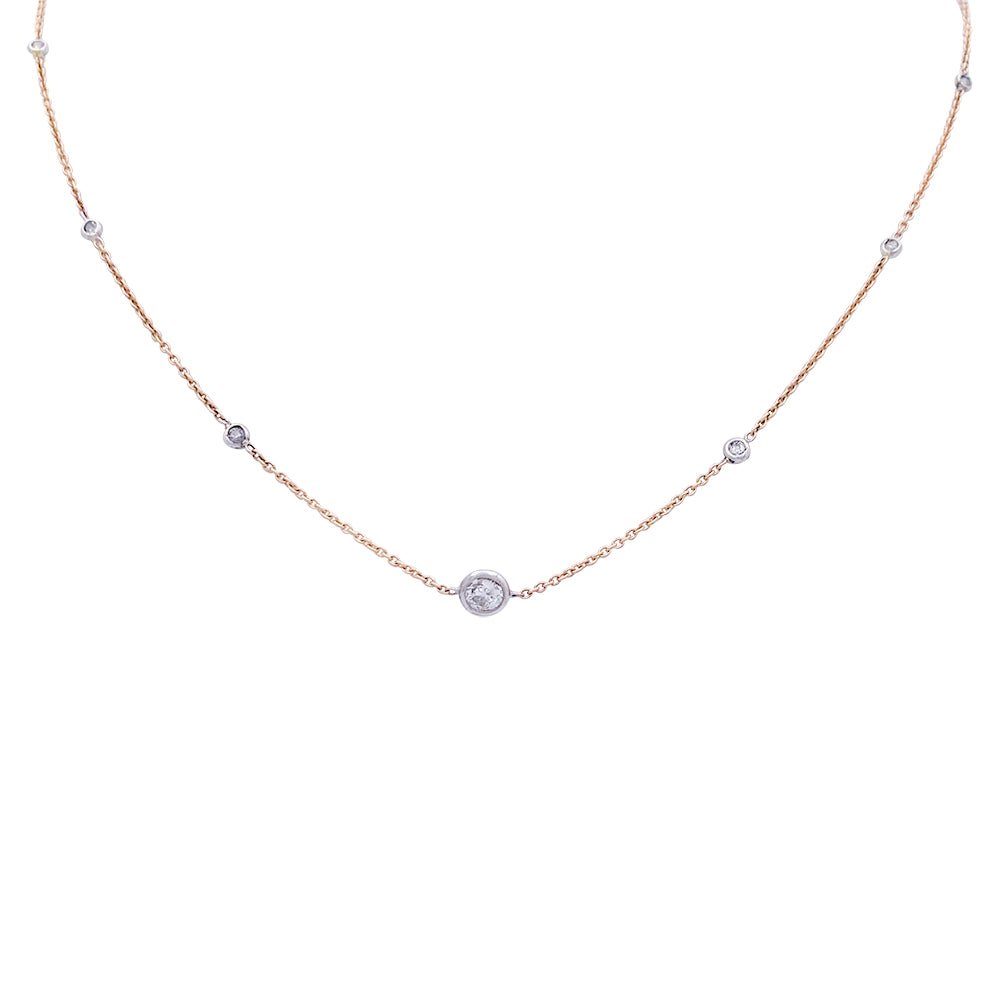 Collier gouttière en or rose et blanc, diamants. - Castafiore