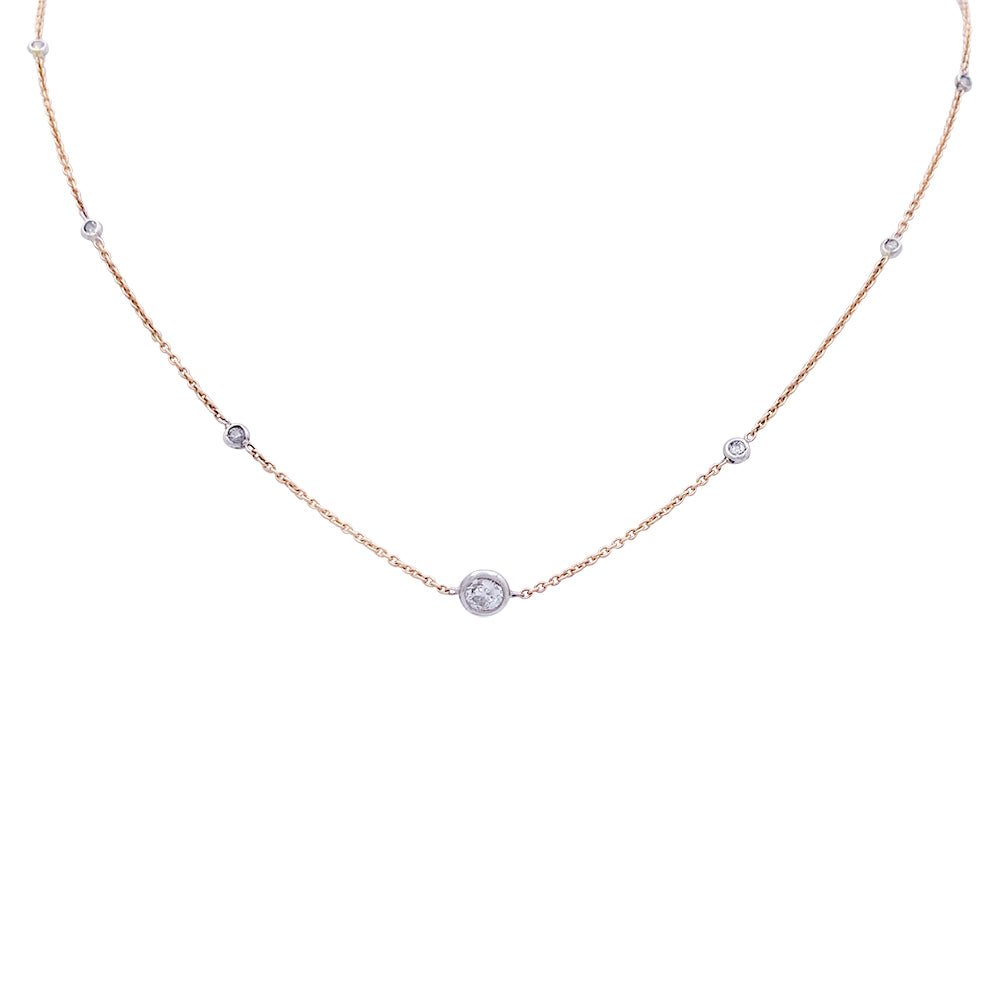 Collier gouttière en or rose et blanc, diamants. - Castafiore