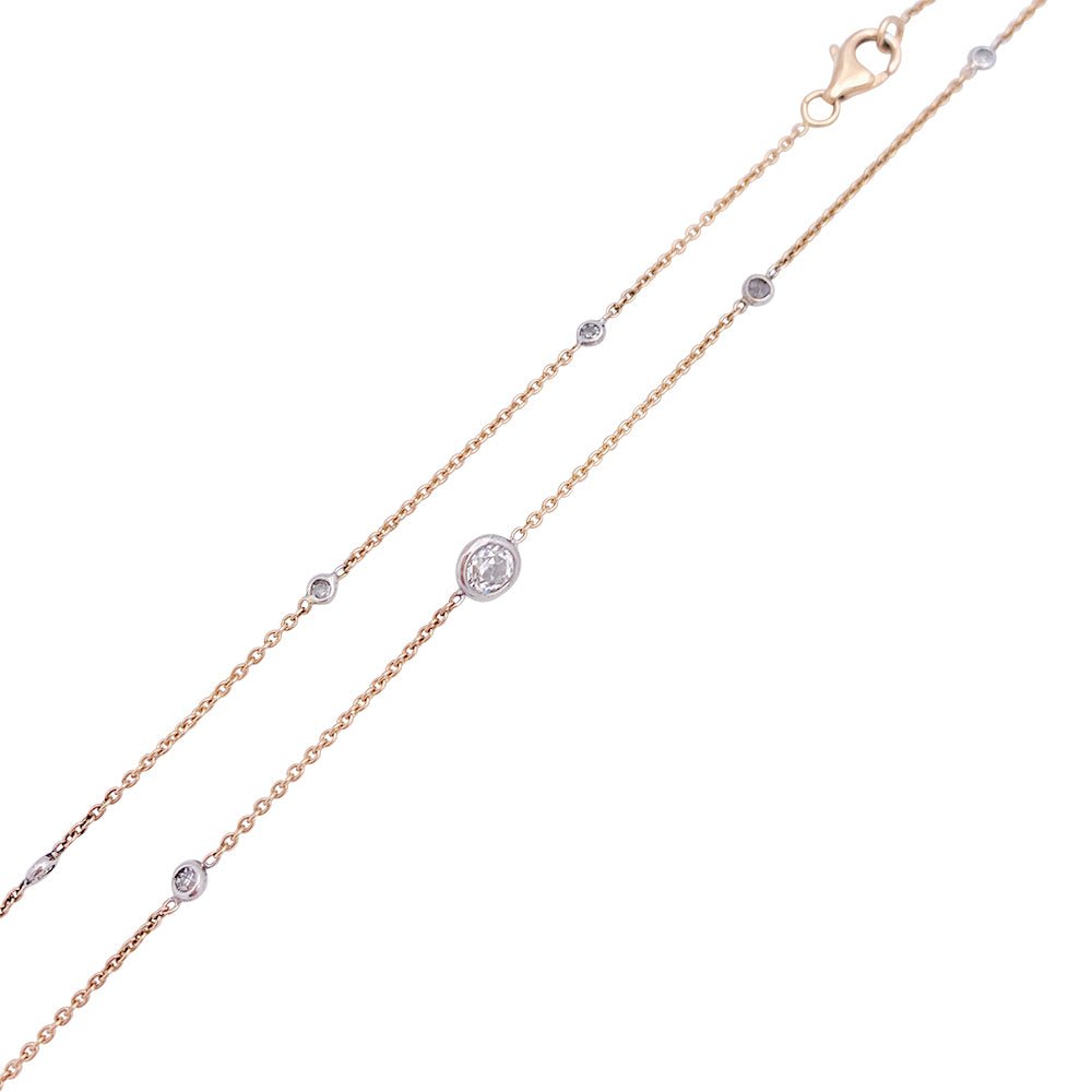 Collier gouttière en or rose et blanc, diamants. - Castafiore