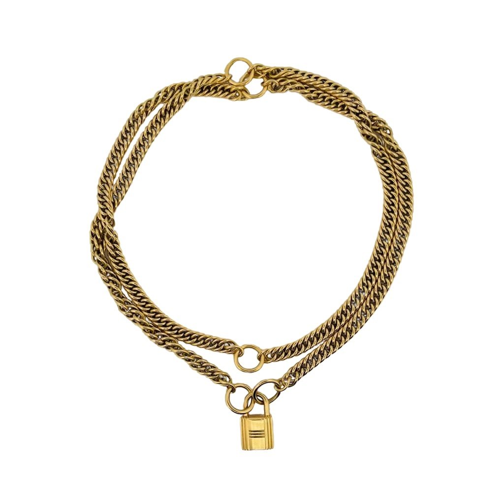Collier HERMÈS en or jaune et cadenas - Castafiore