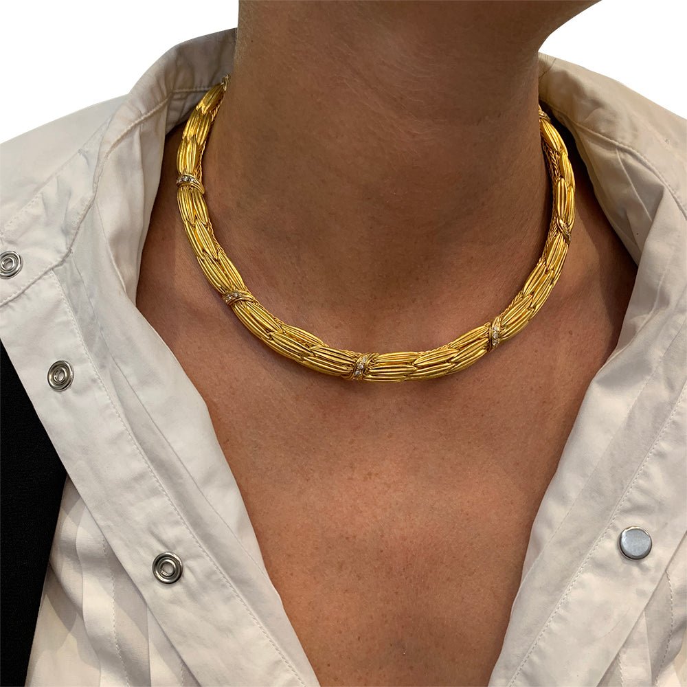 Collier Lalaounis "Epis" en or jaune et diamants - Castafiore