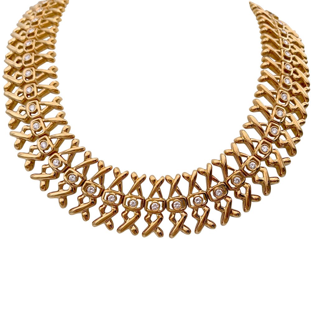 Collier Lalaounis, or jaune, diamants - Castafiore