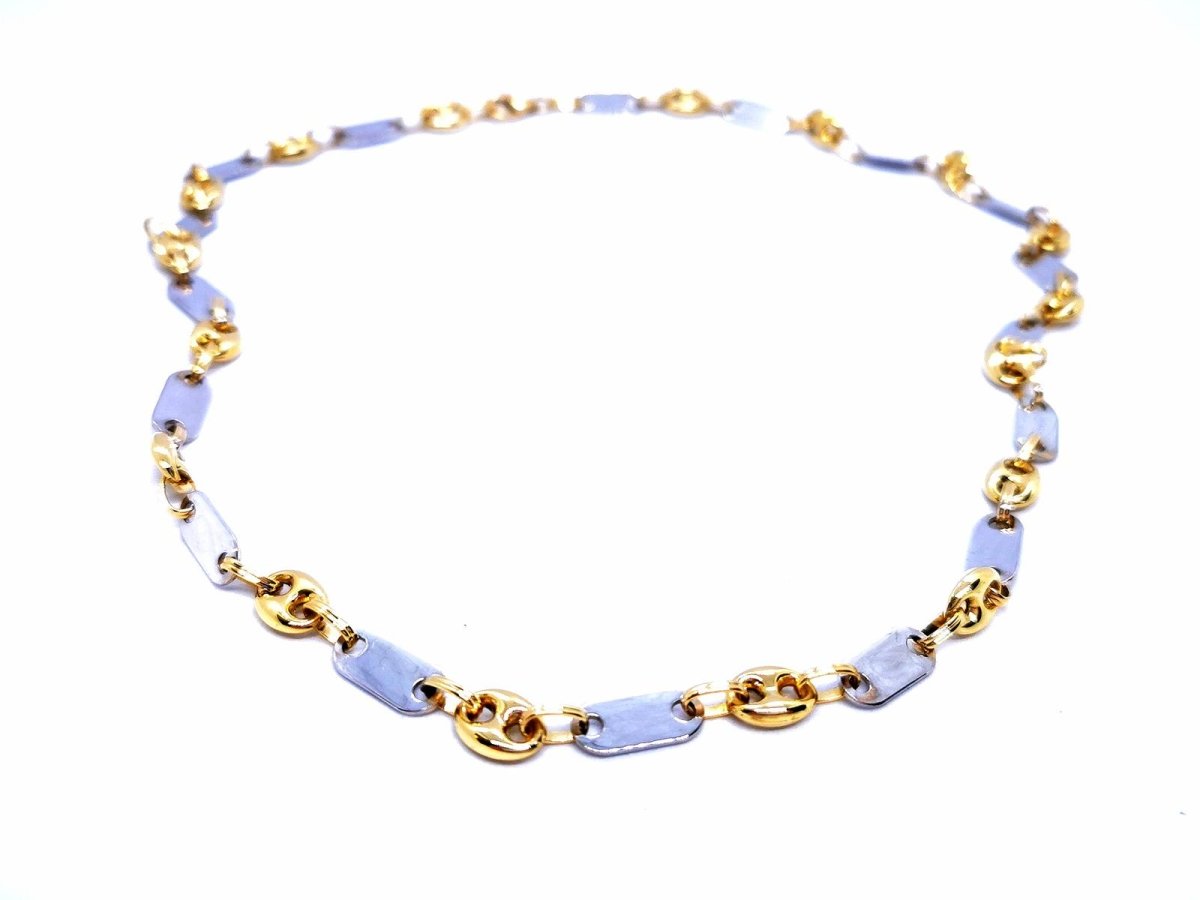 Collier Maille alternée grain de café en 2 ors - Castafiore