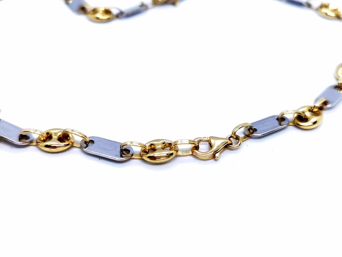 Collier Maille alternée grain de café en 2 ors - Castafiore