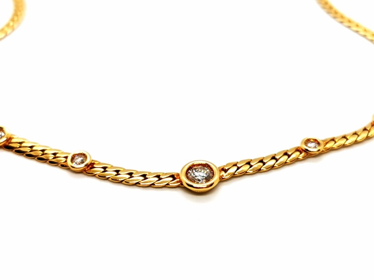 Collier Maille anglaise en or jaune et diamants - Castafiore