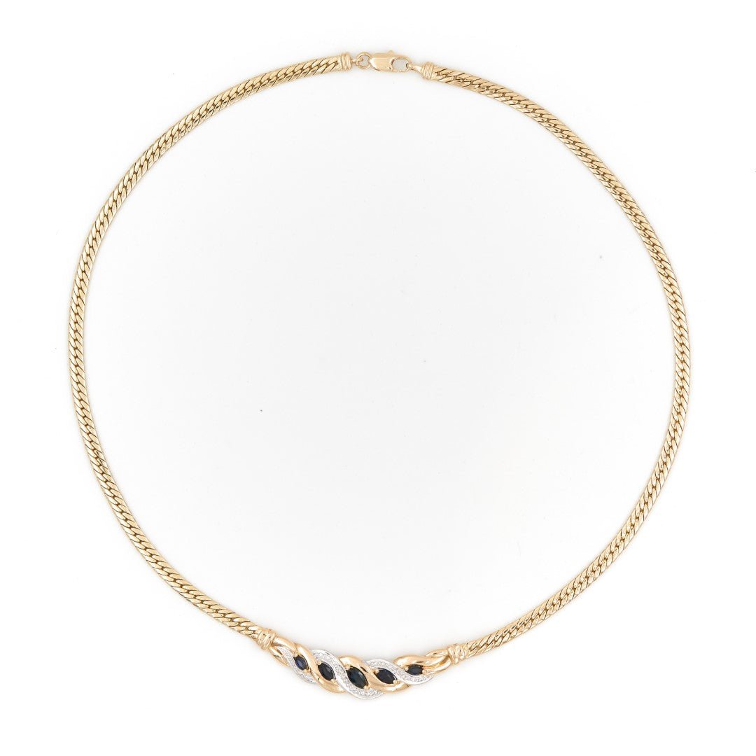Collier Maille anglaise Or jaune Saphir - Castafiore