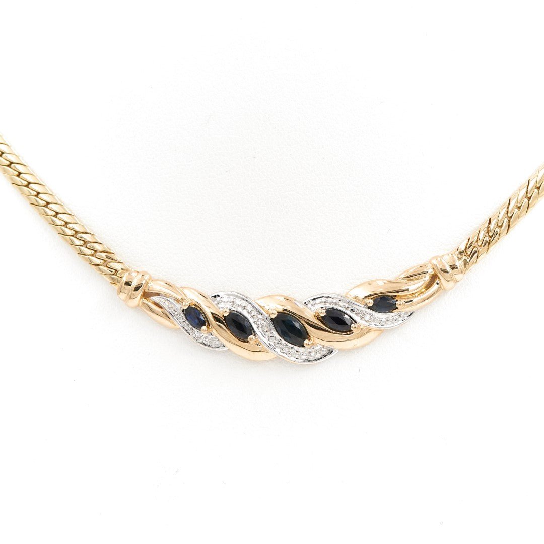 Collier Maille anglaise Or jaune Saphir - Castafiore