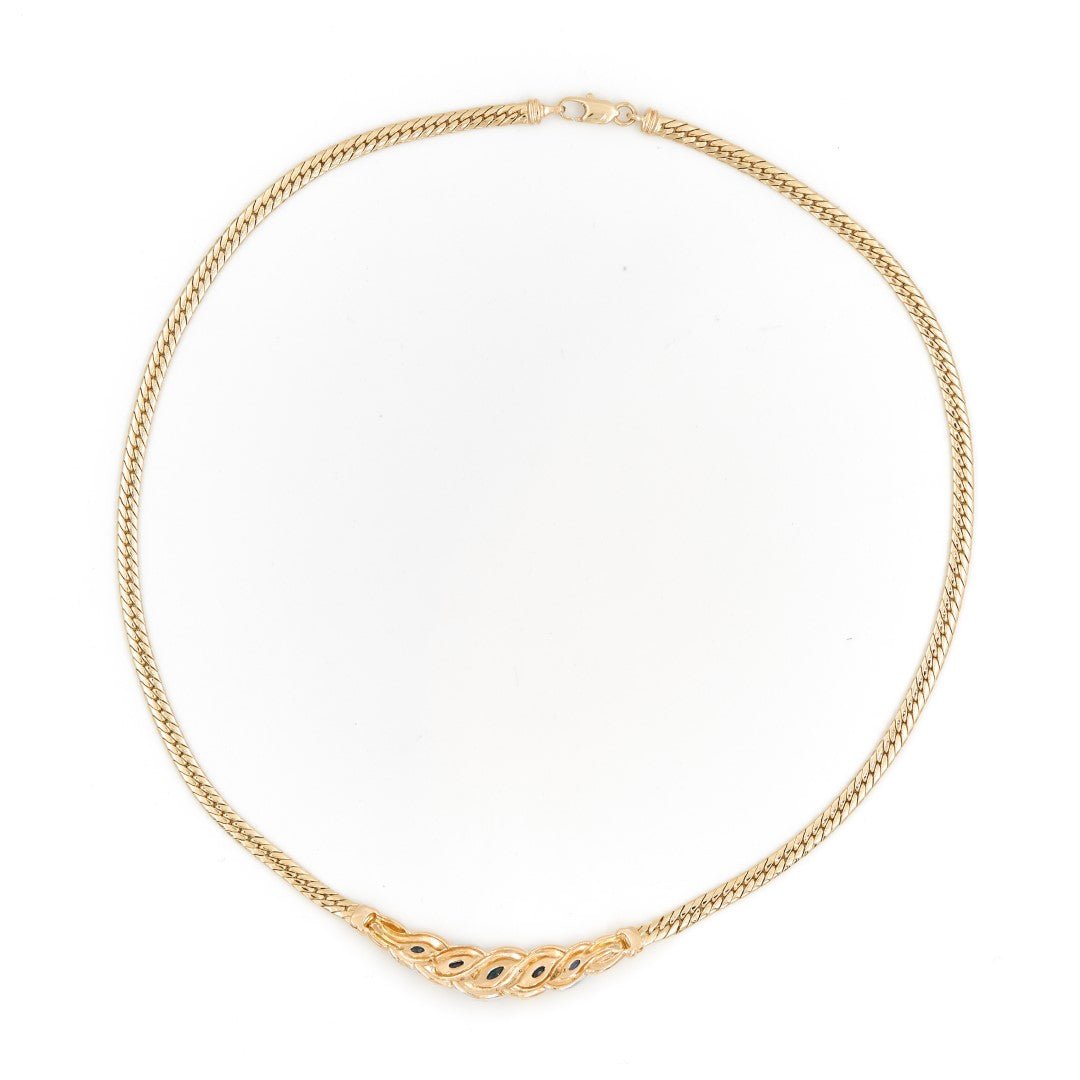 Collier Maille anglaise Or jaune Saphir - Castafiore