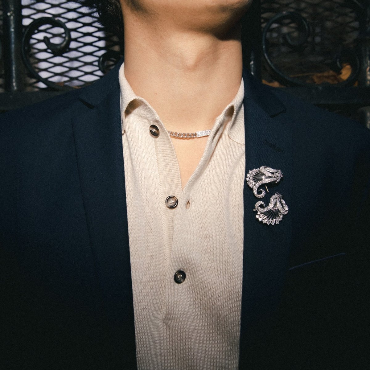 Collier Maille gourmette DIOR en or blanc et diamants - Castafiore