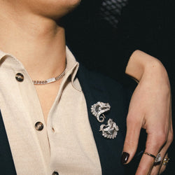 Collier Maille gourmette DIOR en or blanc et diamants - Castafiore