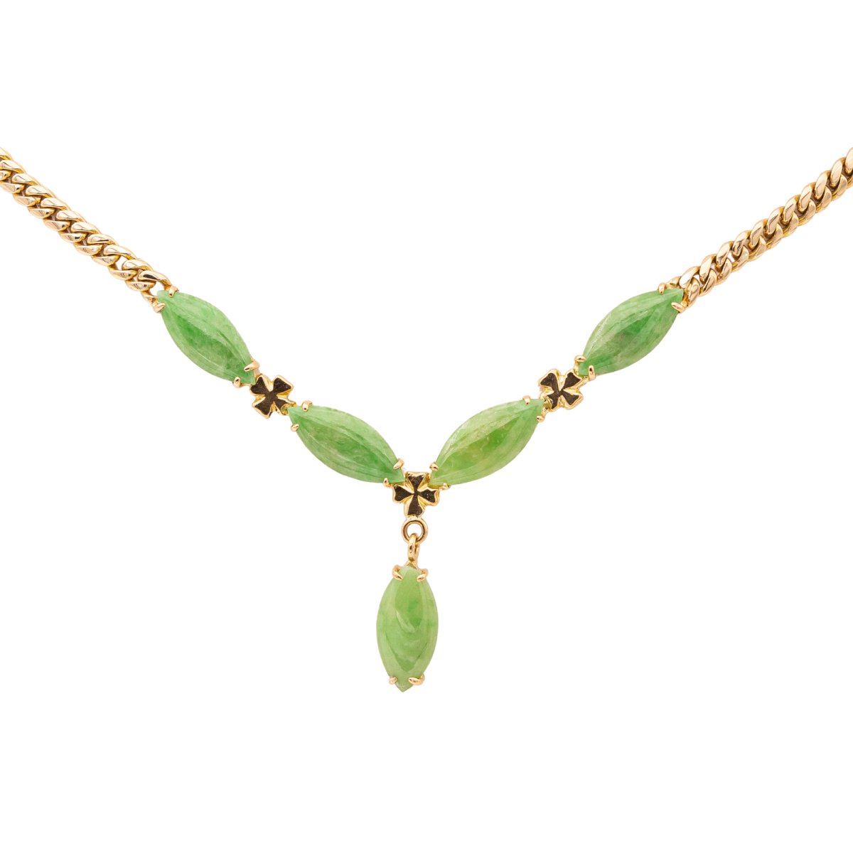 Collier Maille gourmette Or jaune Jade Jadéite - Castafiore