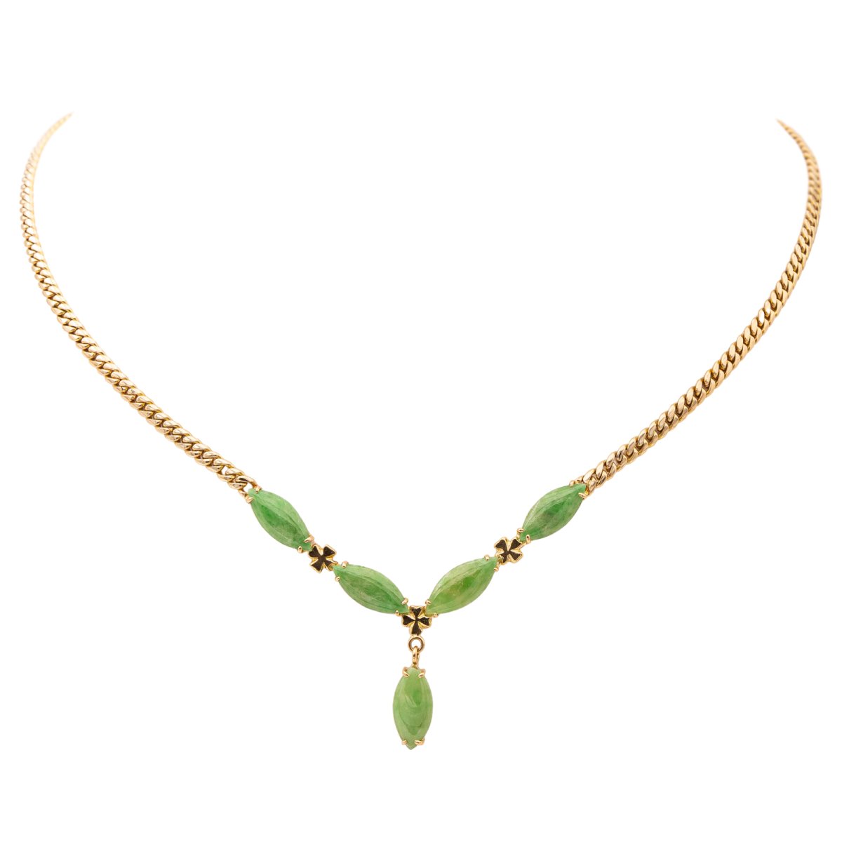 Collier Maille gourmette Or jaune Jade Jadéite - Castafiore