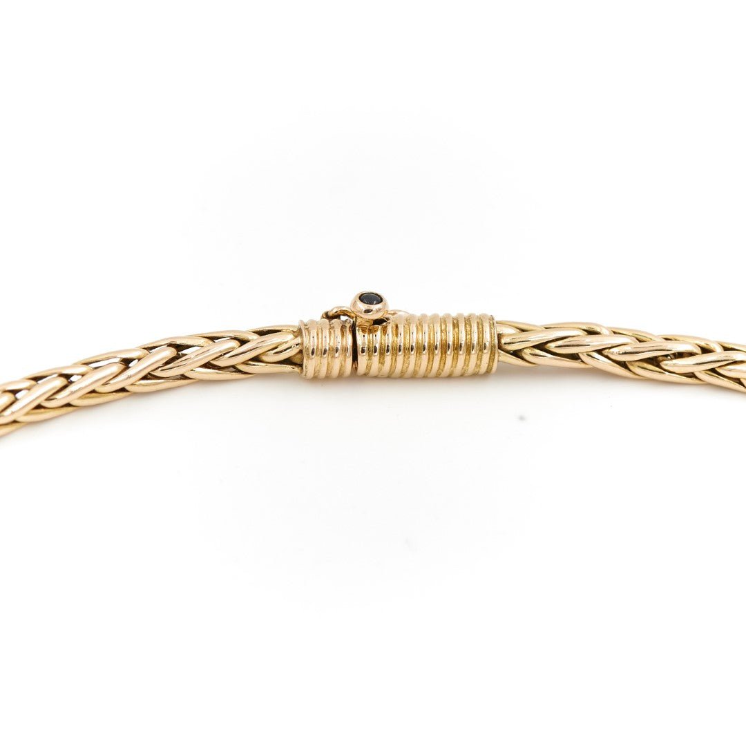 Collier Maille palmier CAPLAIN SAINT ANDRÉ, or jaune et saphir - Castafiore