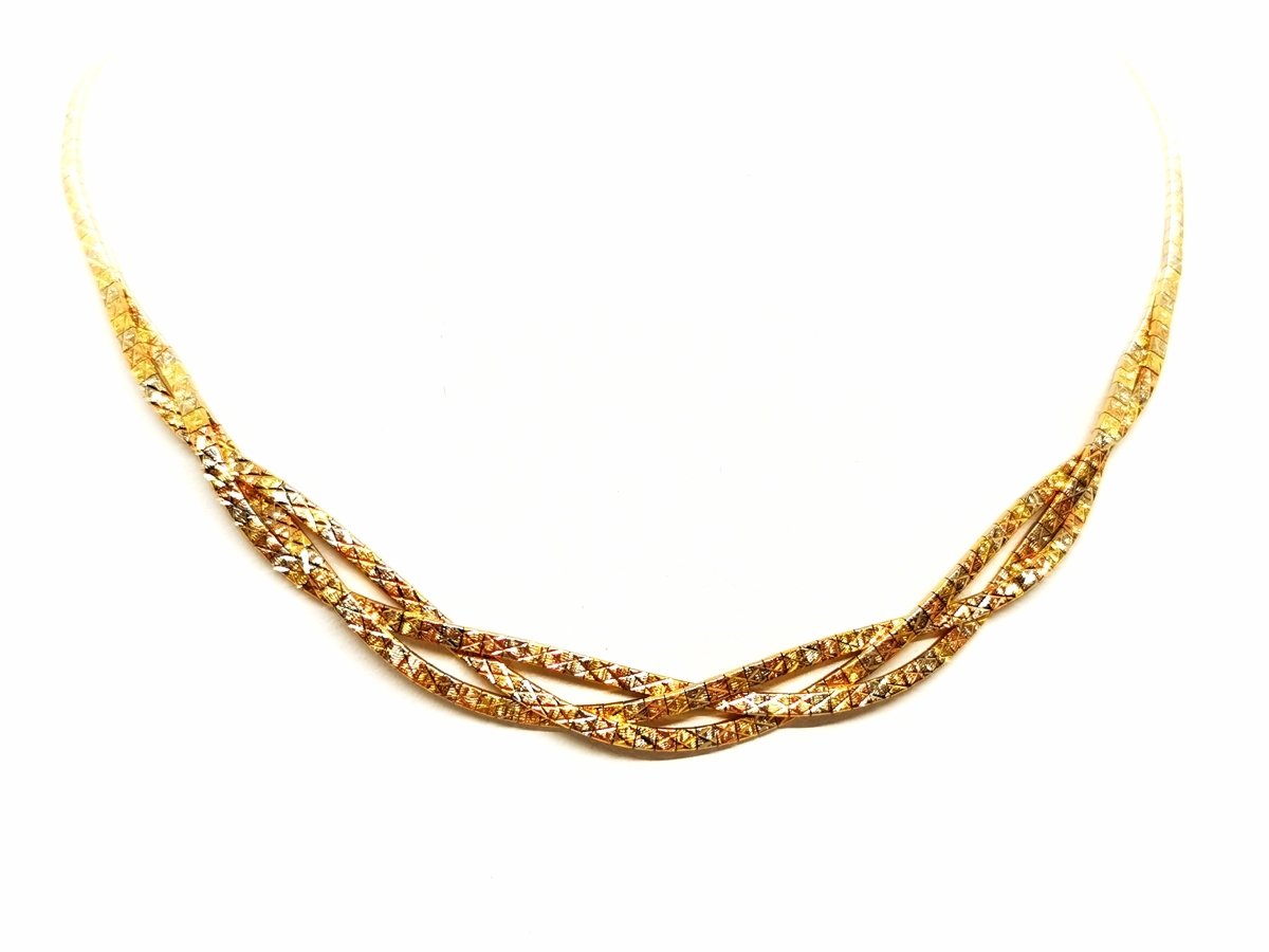 Collier Maille tressée en 3 ors - Castafiore