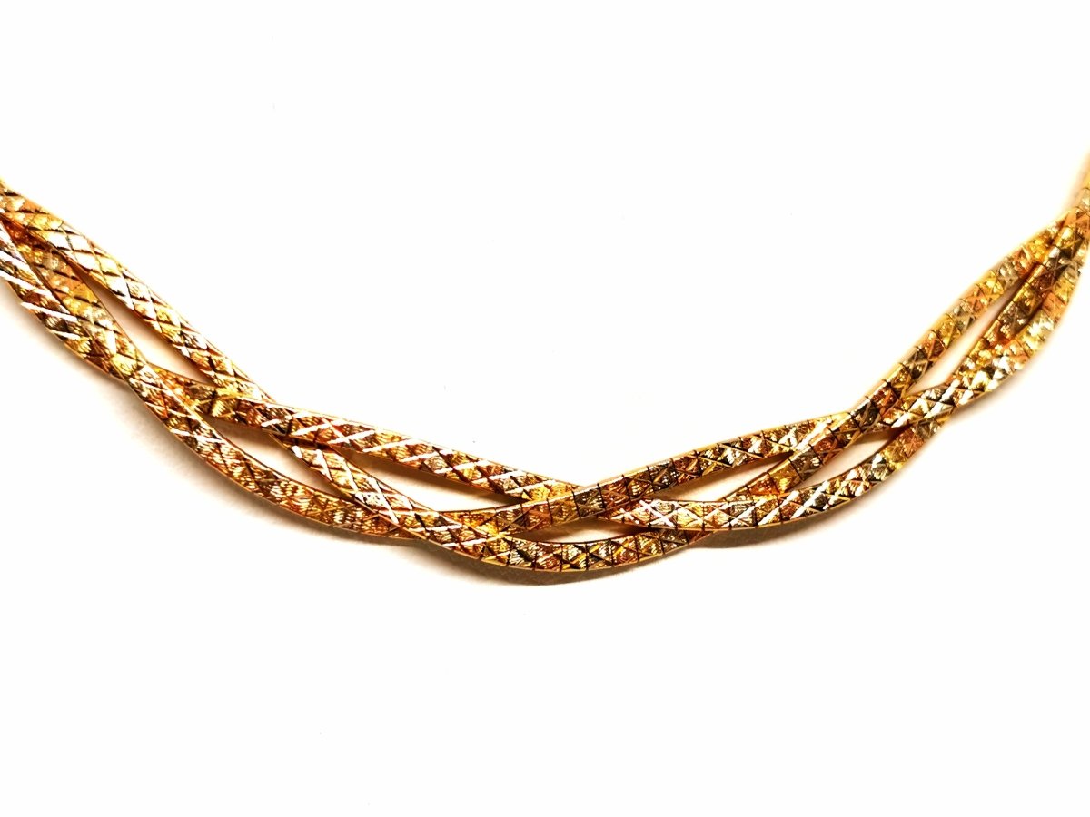 Collier Maille tressée en 3 ors - Castafiore
