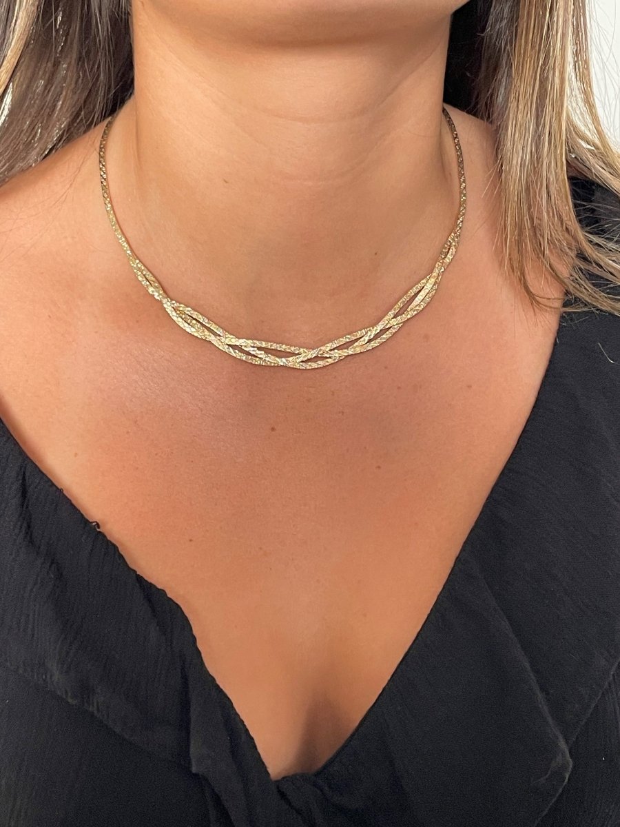 Collier Maille tressée en 3 ors - Castafiore