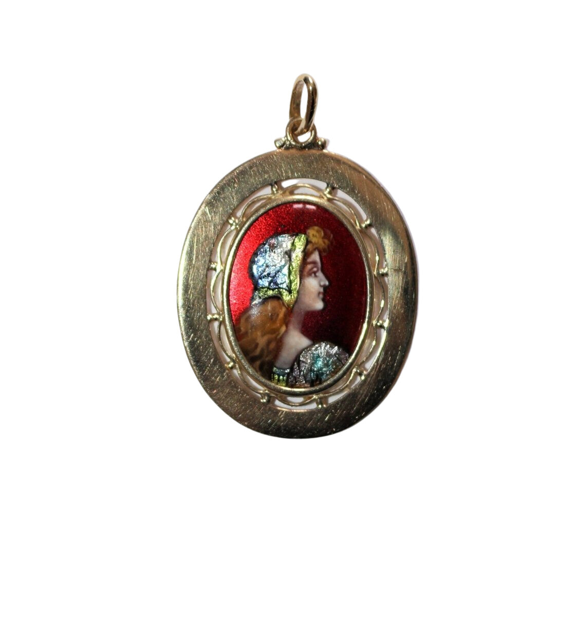 Collier Médaille en Pendentif en or jaune et en émail de Limoges - Castafiore