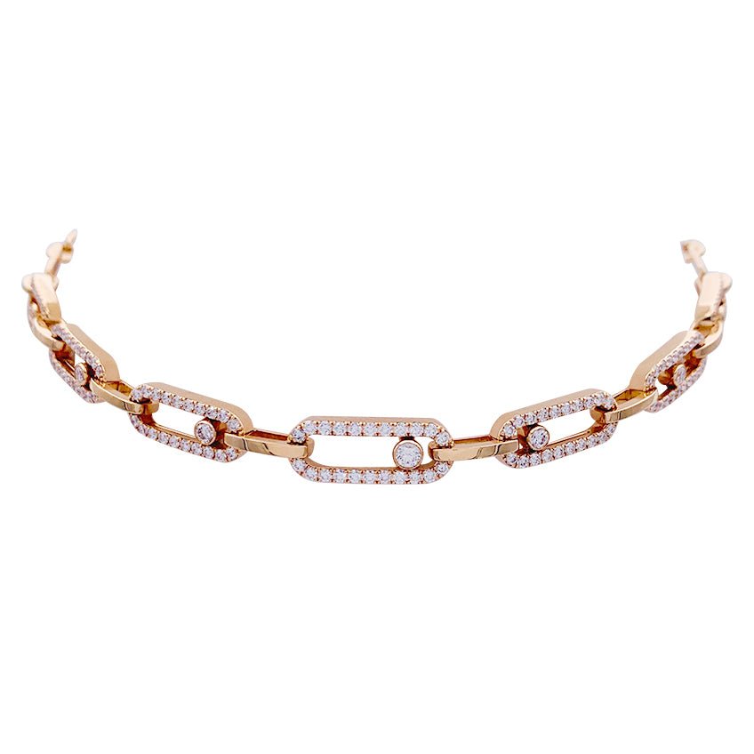 Collier MESSIKA “Choker Move Link Multi”, or rose et diamants - Castafiore