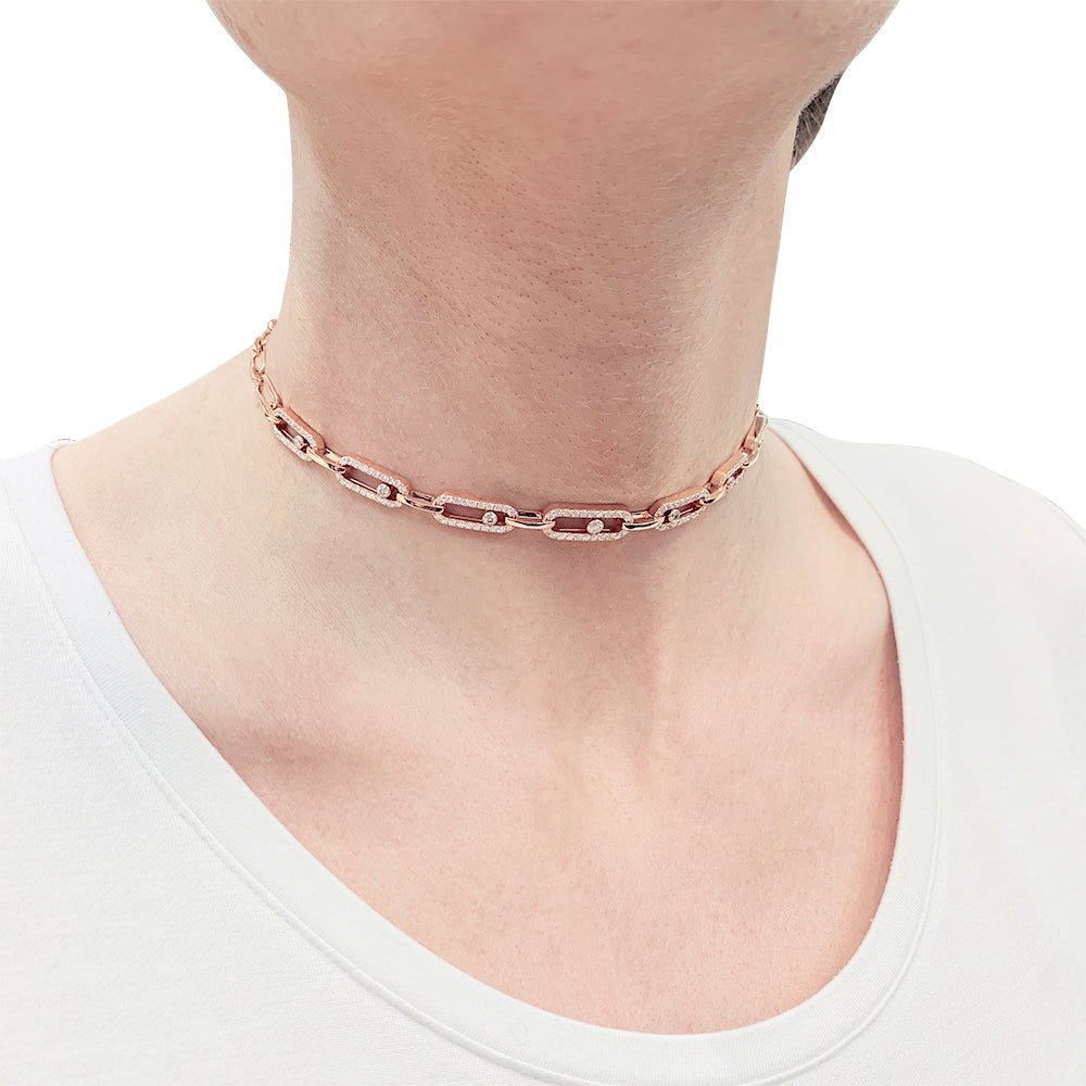 MESSIKA “Choker Move Link Multi” necklace, pink gold and diamonds