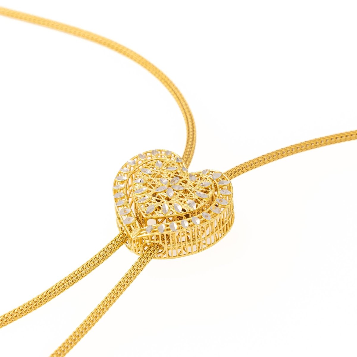 Collier Négligé cœur en ors jaune et blanc - Castafiore