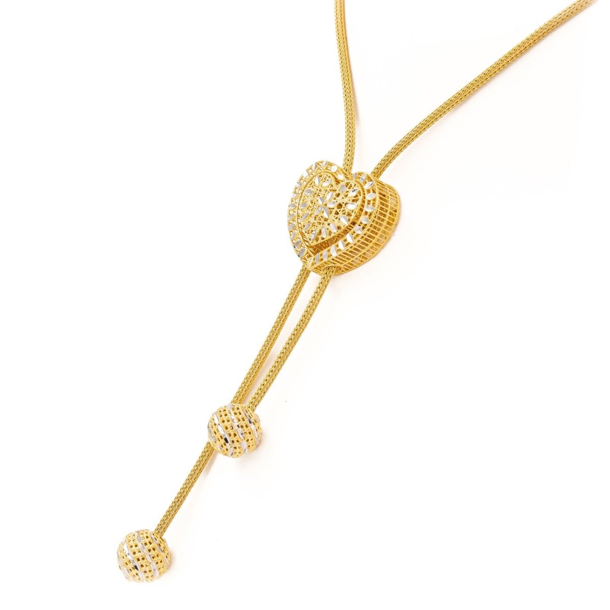 Collier Négligé cœur en ors jaune et blanc - Castafiore