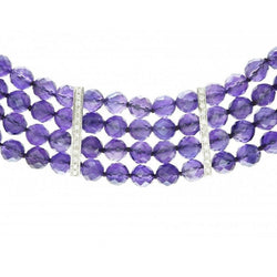 Collier or gris améthystes diamants - Castafiore
