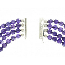 Collier or gris améthystes diamants - Castafiore