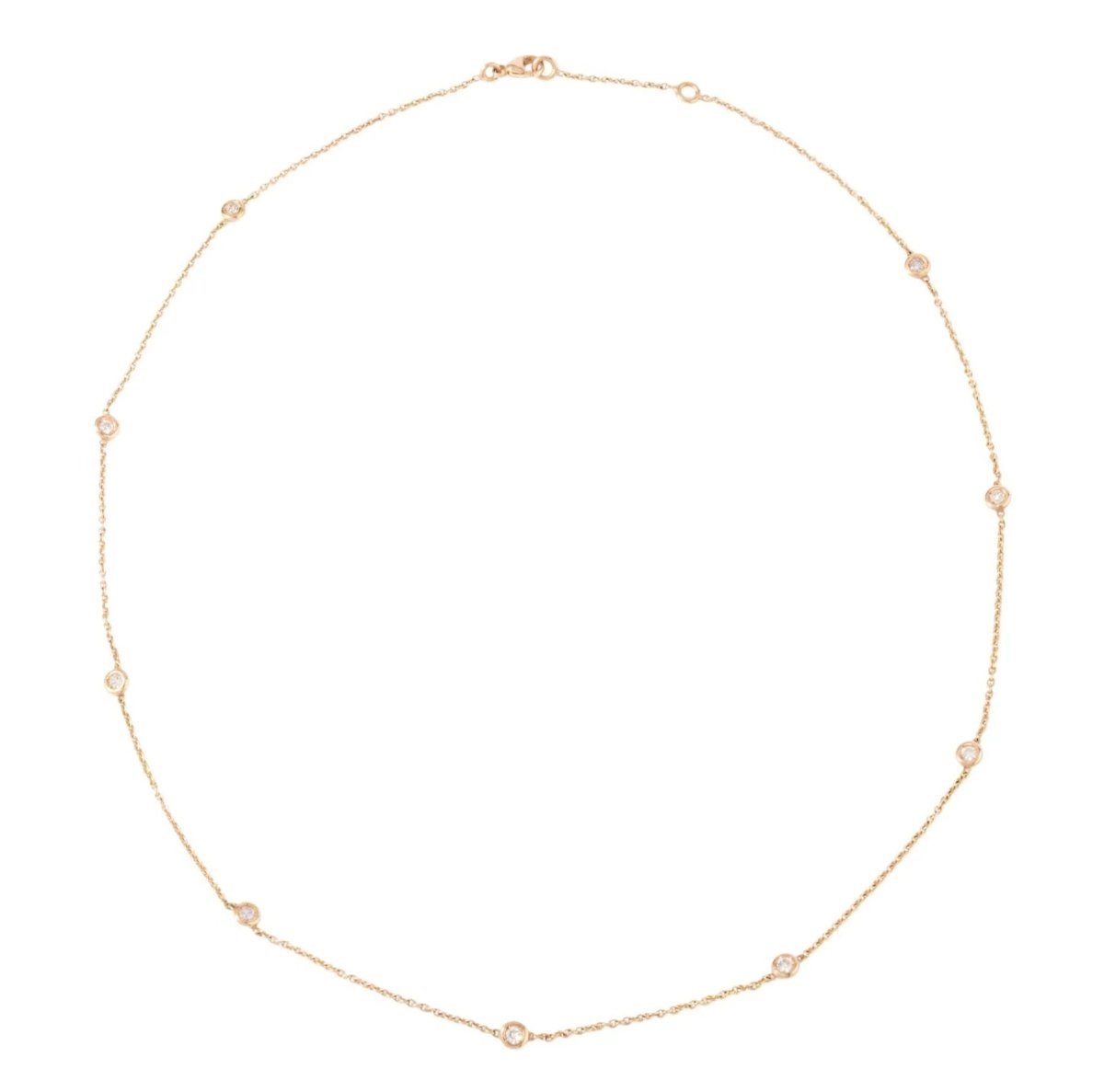 Collier or jaune intercalé de diamant sur maille forçat - Castafiore