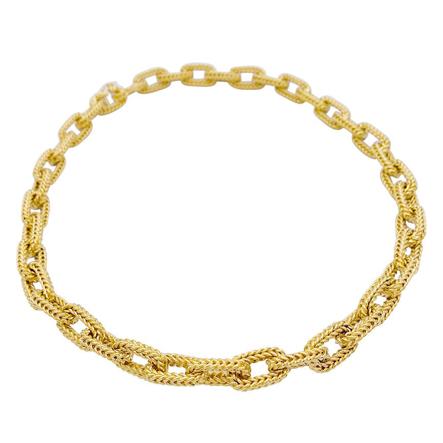 Collier or jaune, maille marine. - Castafiore