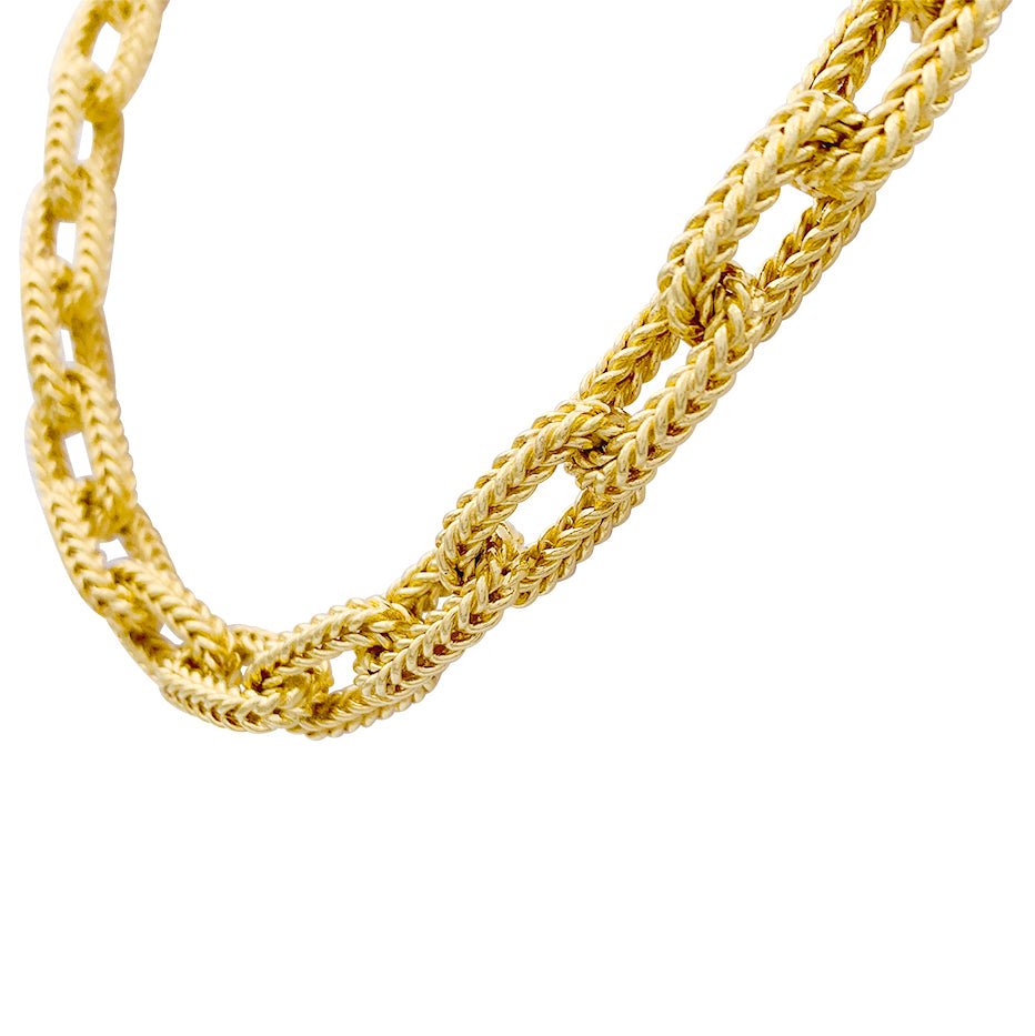 Collier or jaune, maille marine. - Castafiore
