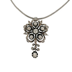 Collier Pendentif broche en or blanc, argent et diamants - Castafiore
