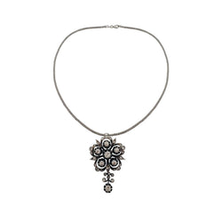 Collier Pendentif broche en or blanc, argent et diamants - Castafiore
