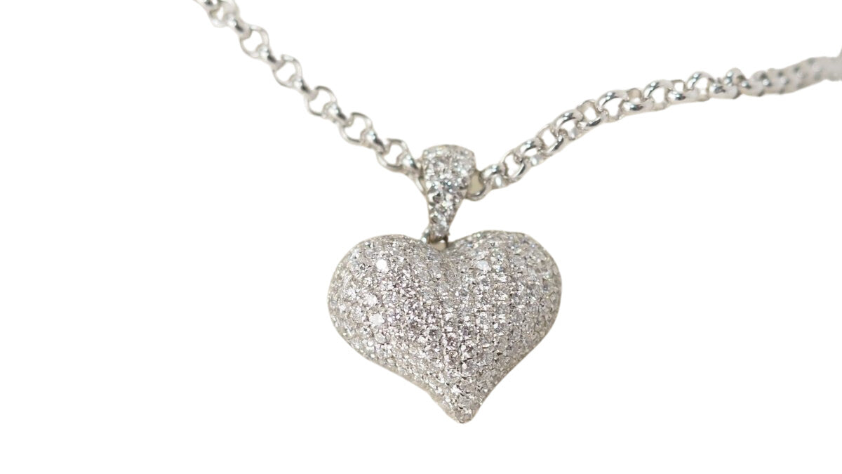 Collier pendentif coeur en or blanc et diamants - Castafiore