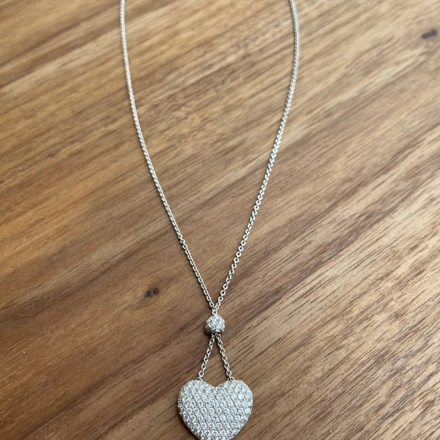 Collier Pendentif coeur en or blanc et diamants - Castafiore