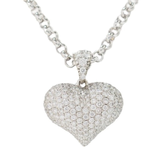 Collier pendentif coeur en or blanc et diamants - Castafiore