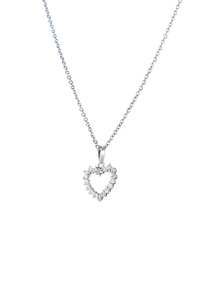 Collier Pendentif Coeur en or blanc et en diamants - Castafiore