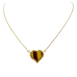 Collier pendentif, "Coeur", or jaune, oeil de tigre - Castafiore