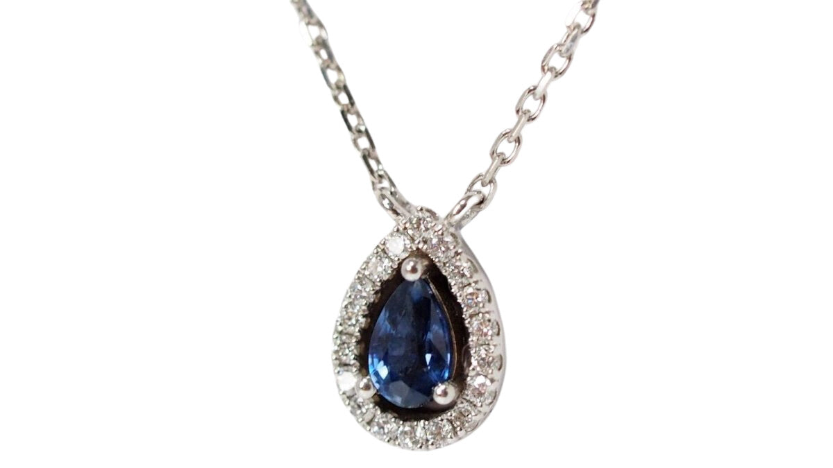 Collier pendentif en or blanc, saphir et diamants - Castafiore