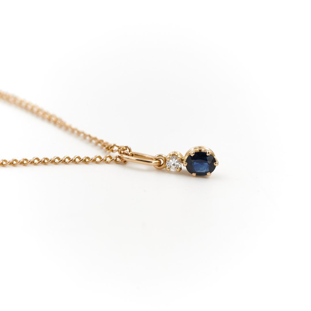 Collier Pendentif en or jaune, diamant et saphir - Castafiore
