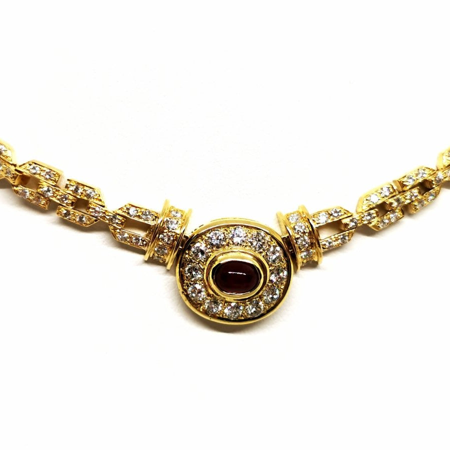 Collier Pendentif en or jaune, diamants et rubis - Castafiore