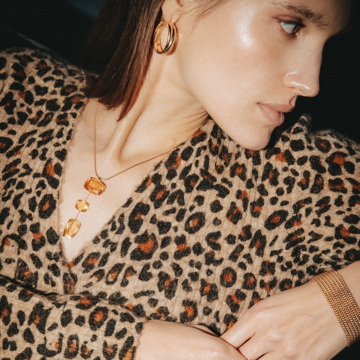 Collier Pendentif H. STERN en or jaune et citrines - Castafiore