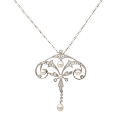 Collier Pendentif Maille cheval en platine, perles et diamants - Castafiore