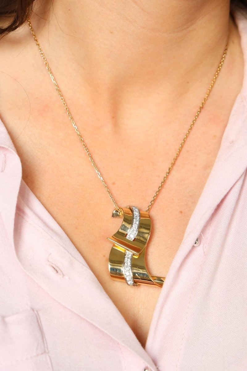 Collier Pendentif Or jaune Diamant - Castafiore