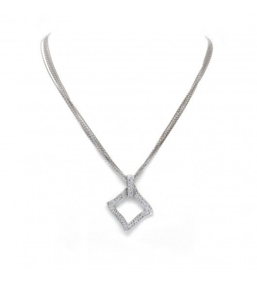 Collier Pendentif pavé diamants en or blanc - Castafiore
