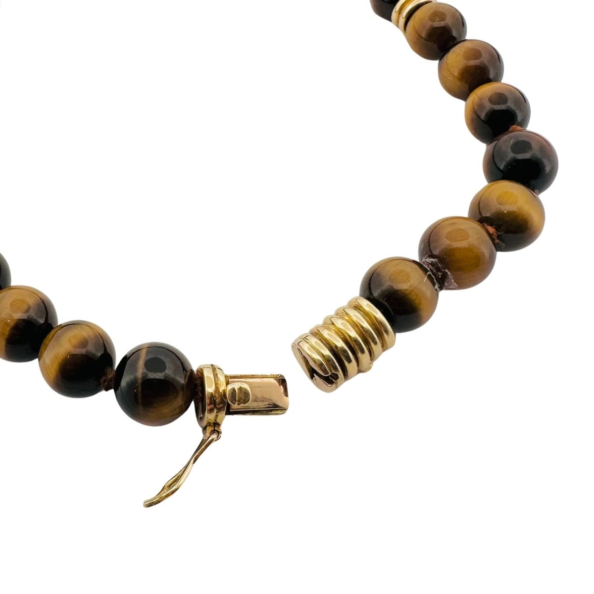 Collier Perles en or jaune et oeil de tigre - Castafiore