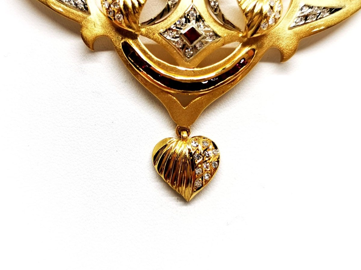 Collier Plastron en or jaune et diamants - Castafiore